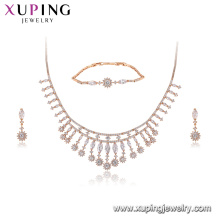 64578 Xuping top quality well design promotional 18k gold jewelry set luxury geometric three pieces set